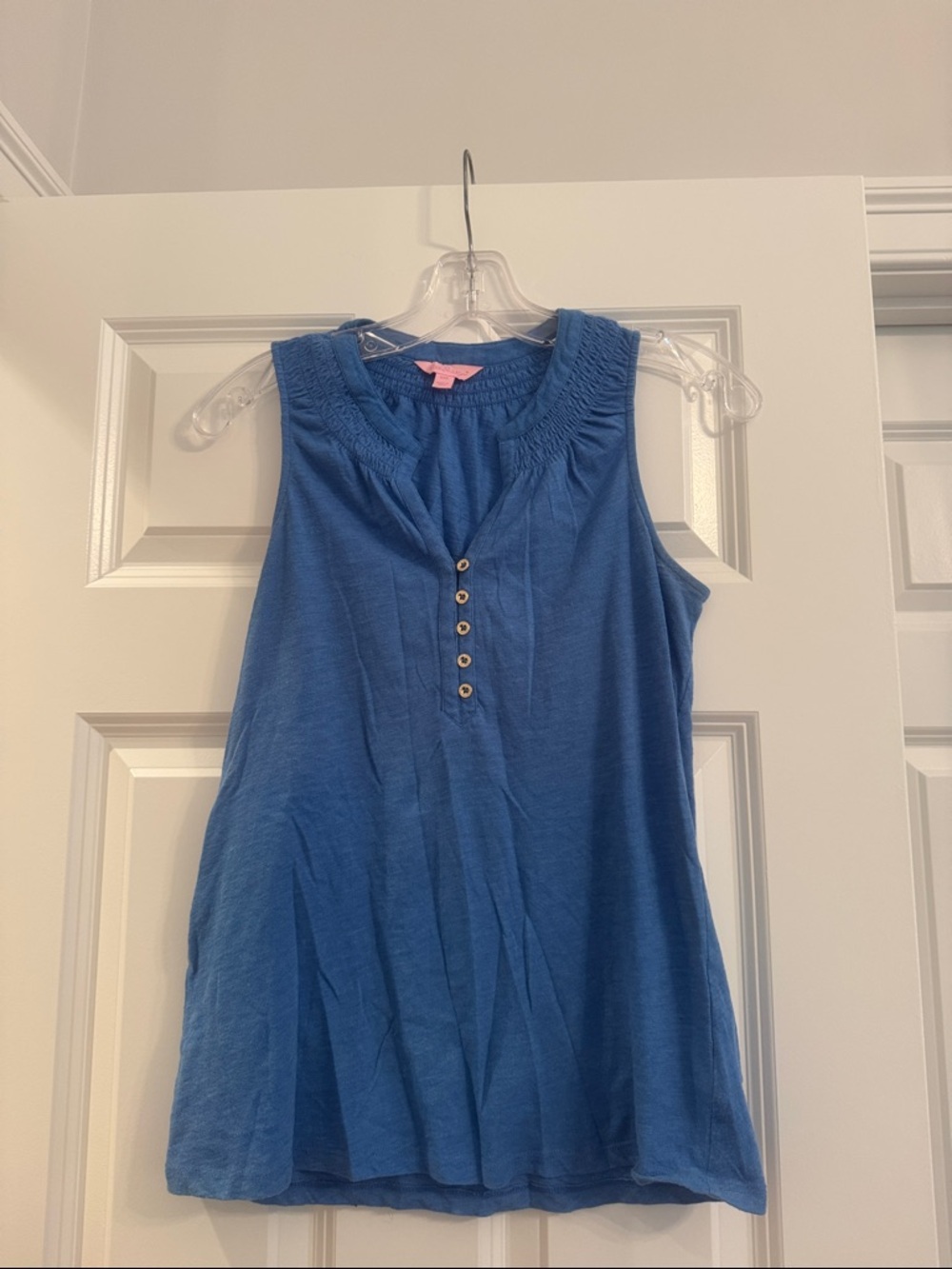Lilly Pulitzer Blue Sleeveless Button-Accent Tank